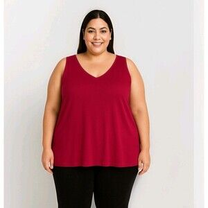 Universal Standard V-Neck Tank Top Pink Pima Cotton Size 4XL NWT